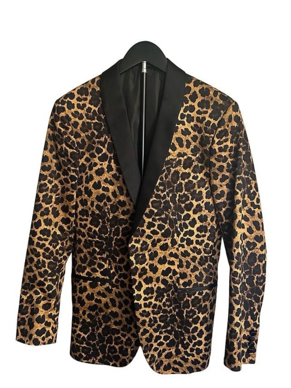 jf j.ferrar Leopard Print Blazer with Black Satin Lapel